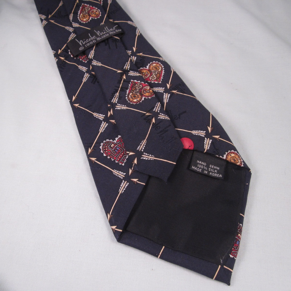 NICOLE MILLER Silk Necktie THE LOVE MACHINE Navy - Picture 4 of 8